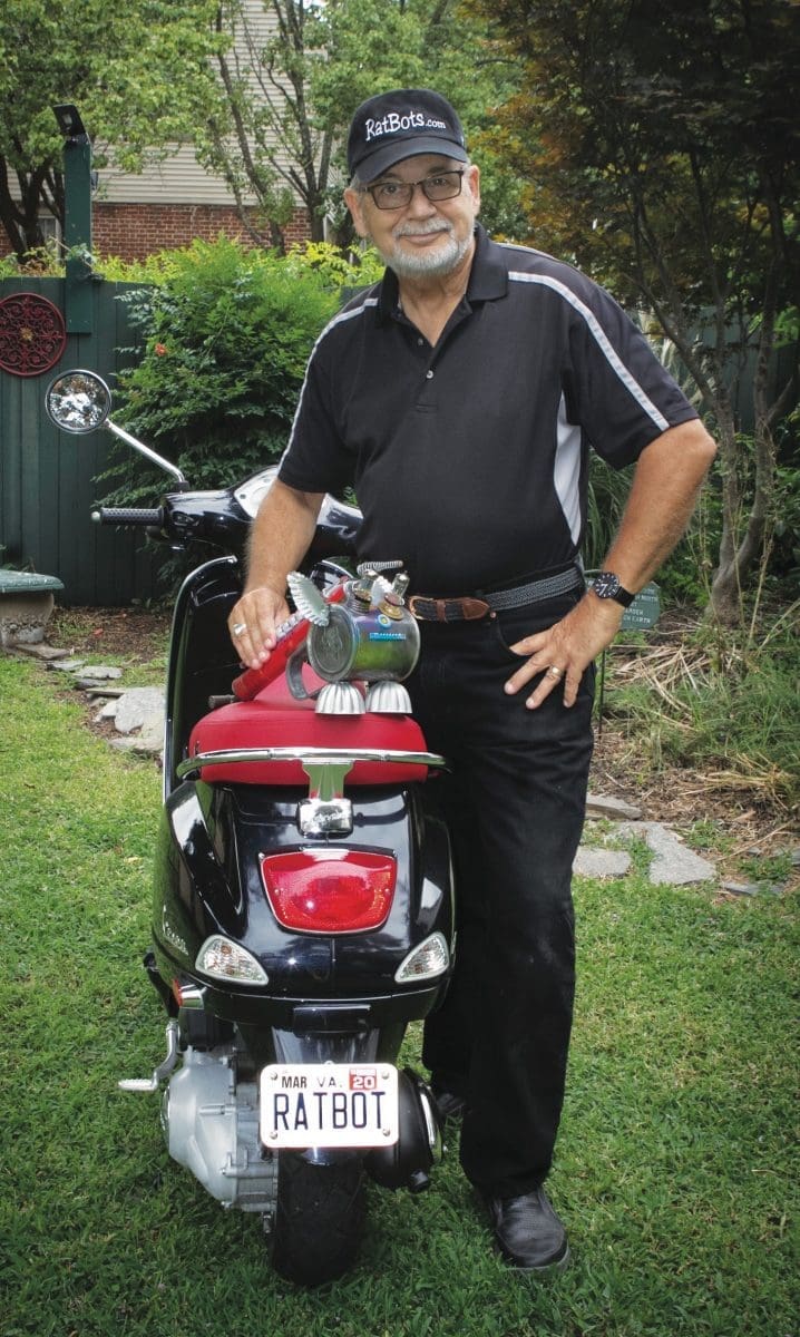 David Ratcliff of Ratbots with his Vespa