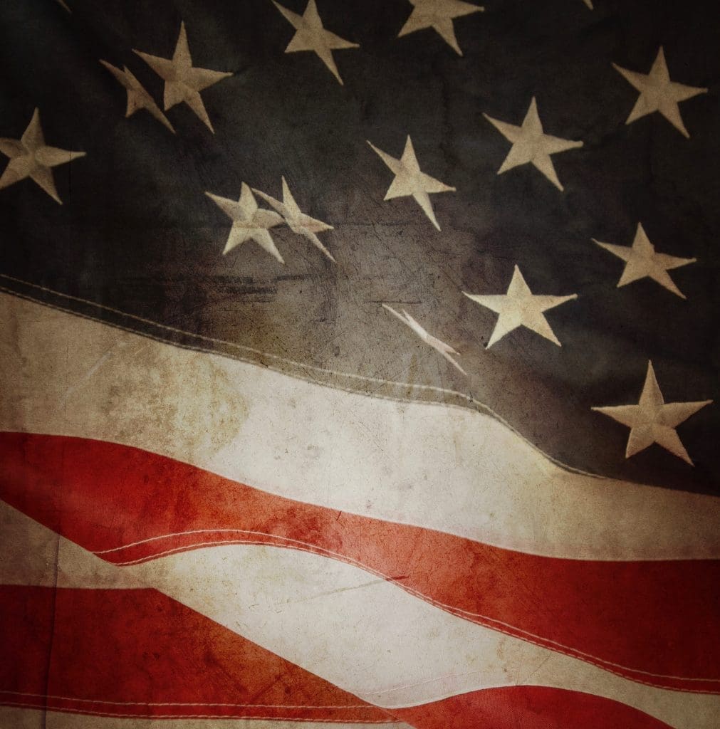Closeup of grunge American flag