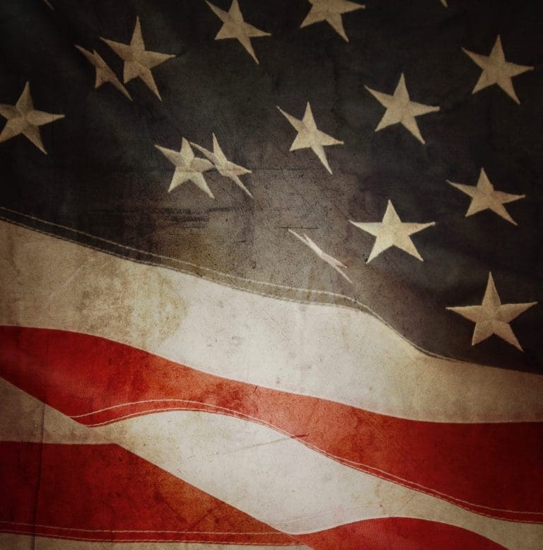Closeup of grunge American flag