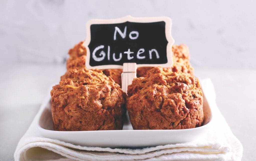 No gluten muffins on plate, selective focus